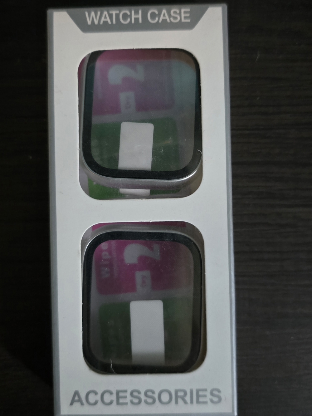 Clear Glass Watch Case Covers - Black Trim (2 Pack)